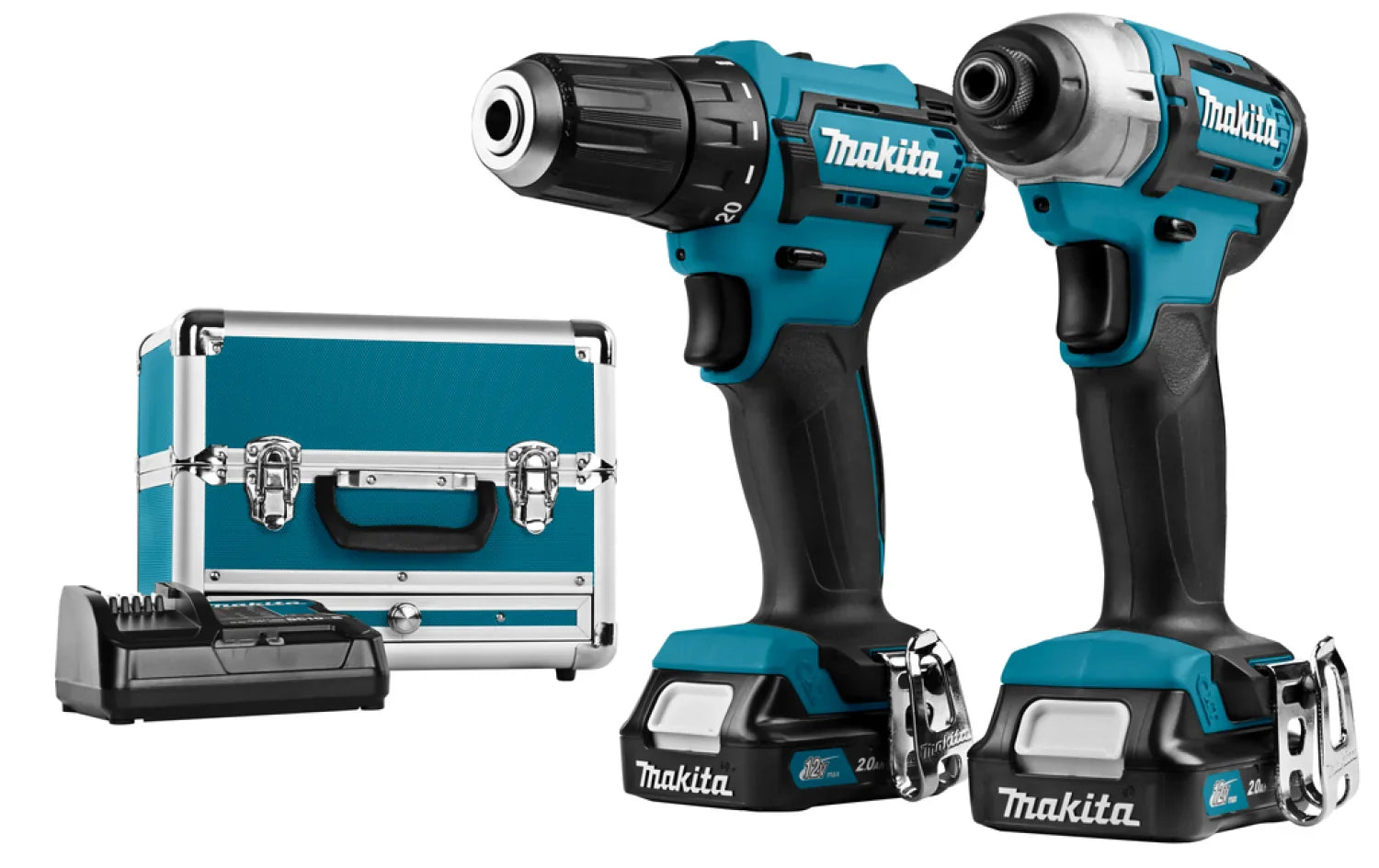 Makita 12V Li-Ion cordless drill/driver (DF333D) & impact wrench (TD110D) combo set (2x 5.0Ah battery) in case